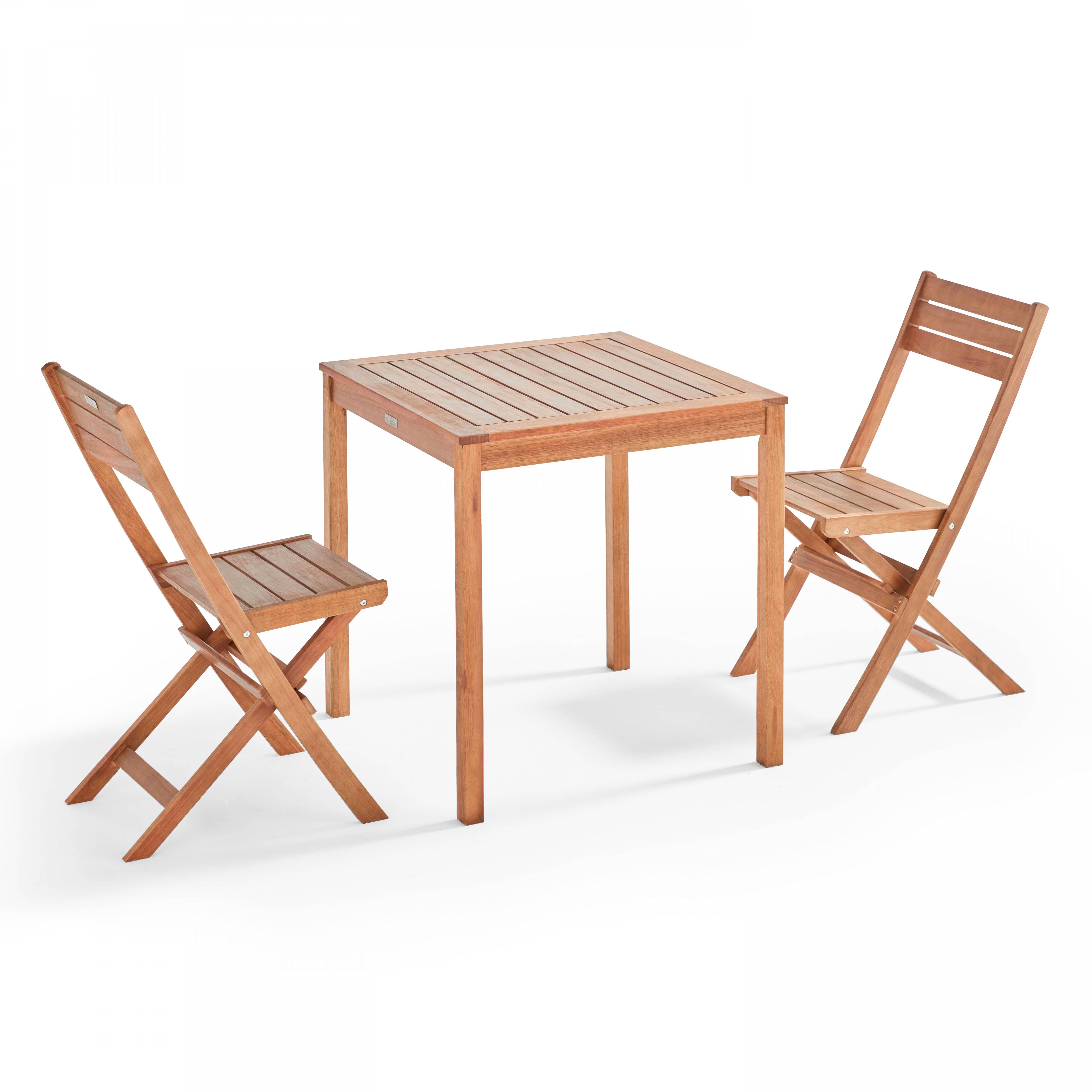 Oviala - Table et 2 chaises pliantes en bois d'eucalyptus Sete - Oviala - Imagen 1