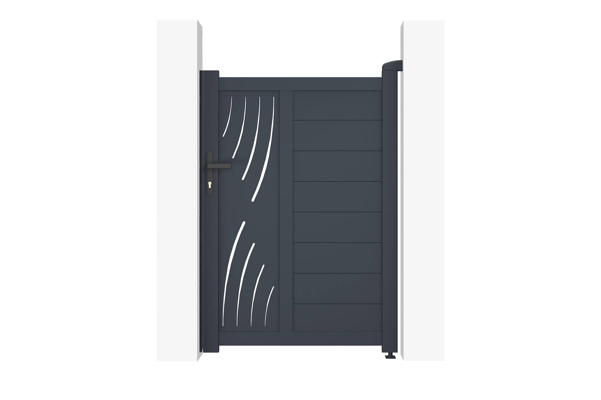 Casanoov Portail battant 3 m VELETA H.140 cm + Portillon 1m VELETA H.140 cm aluminium gris - Image 4