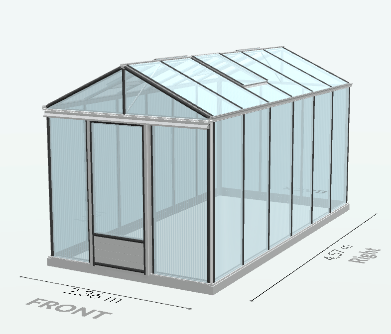 Serre en polycarbonate 8mm alvéolés - Euro Maxi - Alu - 10m² - GRIS ALUMINIUM - L'atelier des serres - Image 9