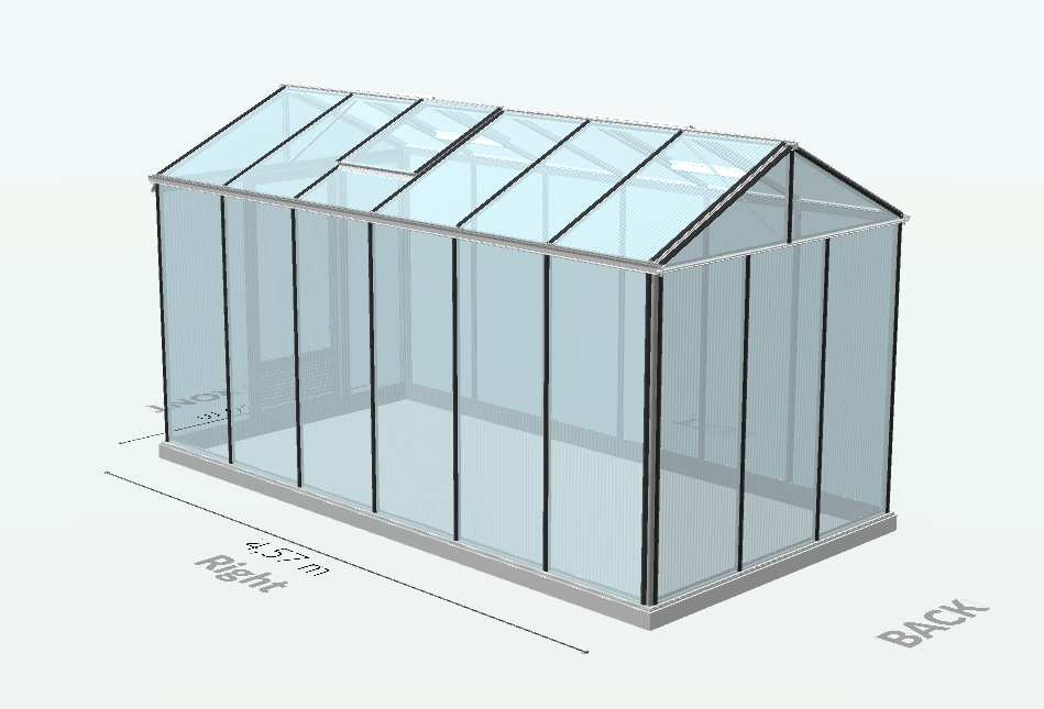 Serre en polycarbonate 8mm alvéolés - Euro Maxi - Alu - 10m² - GRIS ALUMINIUM - L'atelier des serres - Image 8
