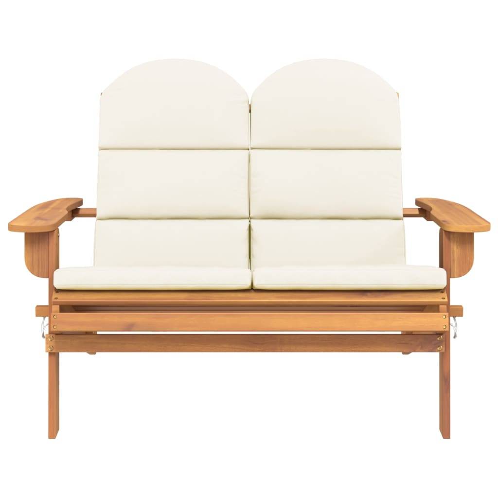 Helloshop26 - Banc de jardin meuble de patio d'extérieur terrasse adirondack et coussins 126 cm bois massif acacia - Imagen 2