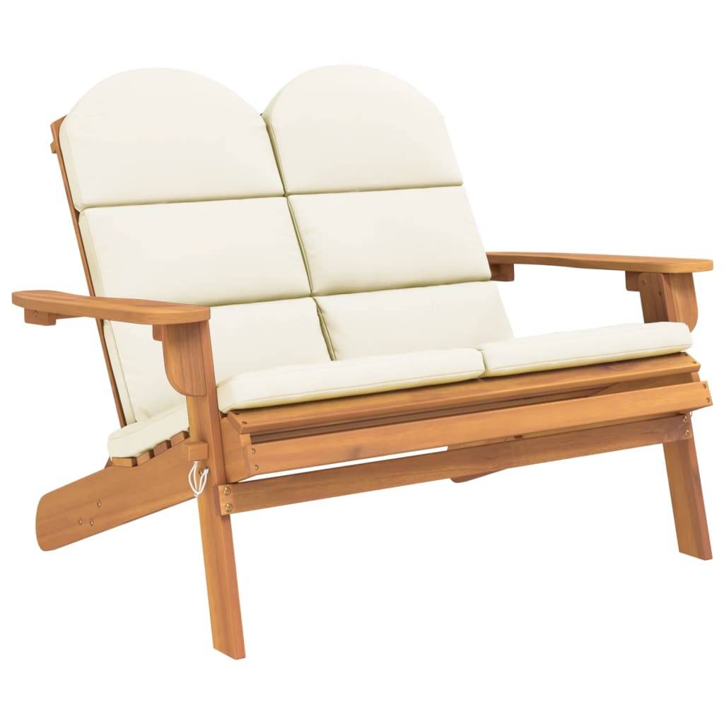 Helloshop26 - Banc de jardin meuble de patio d'extérieur terrasse adirondack et coussins 126 cm bois massif acacia - Imagen 1