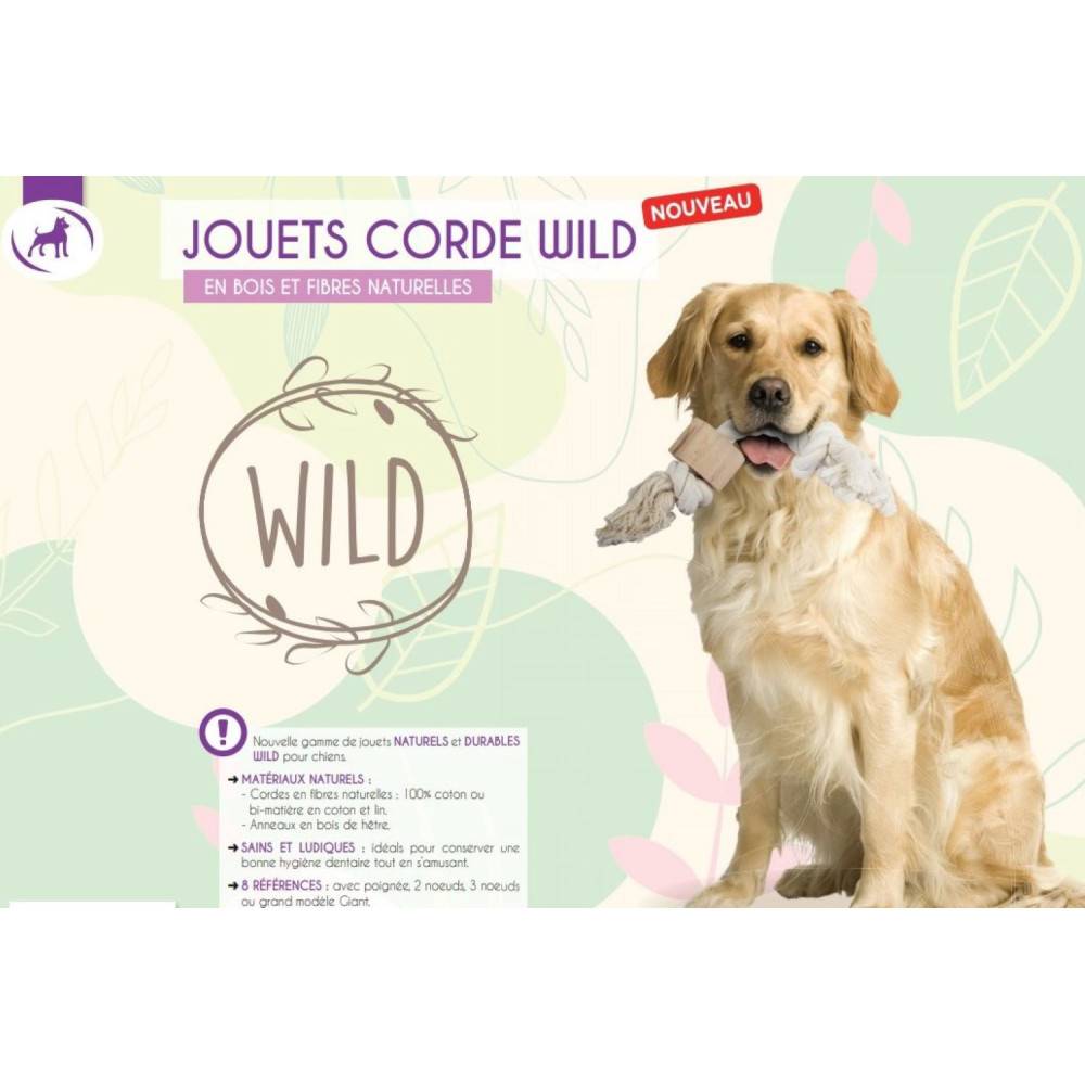 animallparadise - Wild Mix 3 nœuds, taille ø 2 cm x 45cm, jouet pour chien. - Image 7