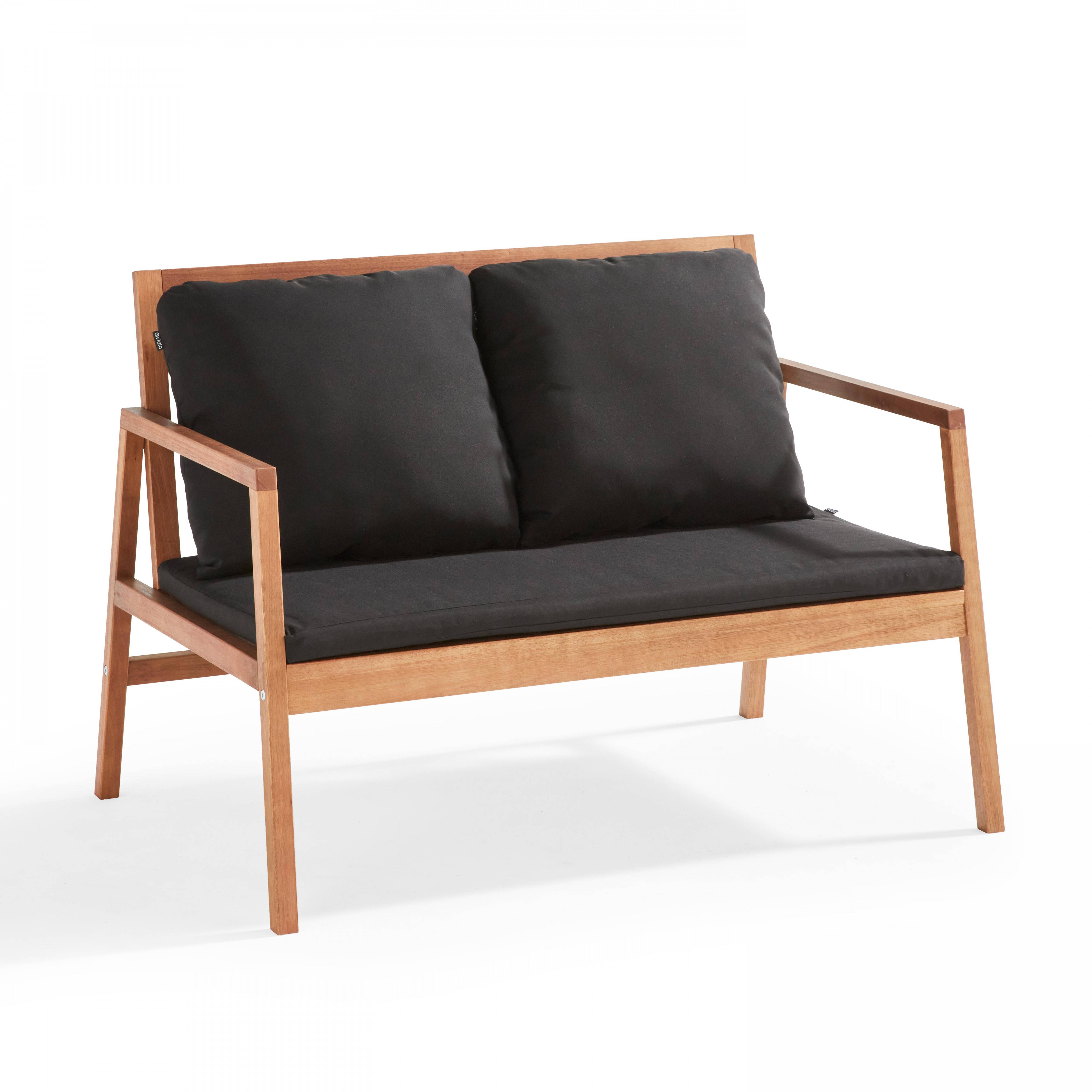Oviala - Salon de terrasse bois avec 1 canapé, 2 fauteuils et table basse noir Collioure - Oviala - Imagen 6