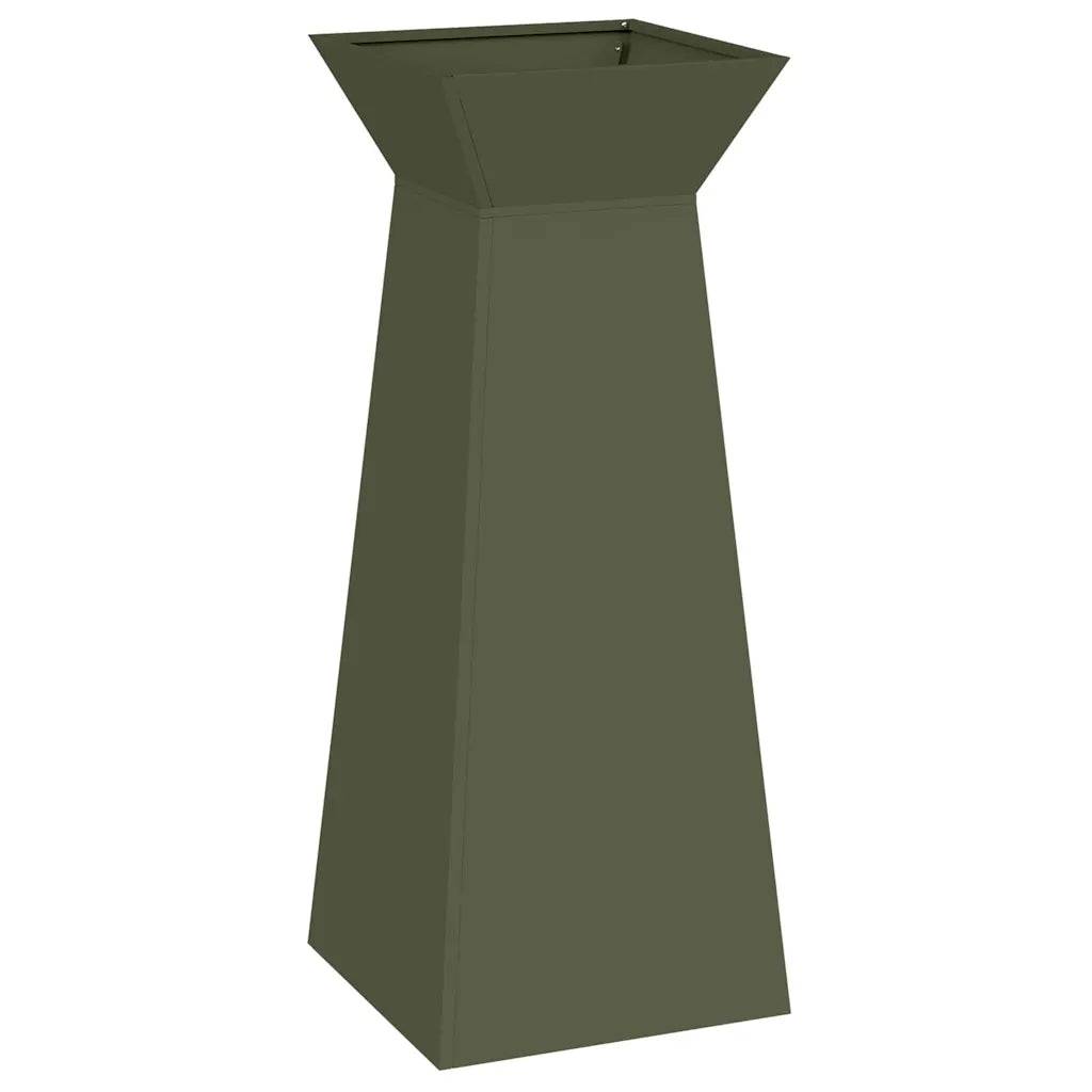 Helloshop26 - Lot de 2 jardinières pilier modernes 40 x 40 x 100 cm décoration extérieure style contemporain en matériau olive - Image 2