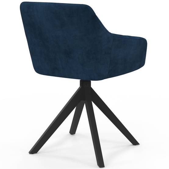 Lot de 2 chaises pivotantes de salle à manger, fauteuils de table MADY en velours bleu - Image 4