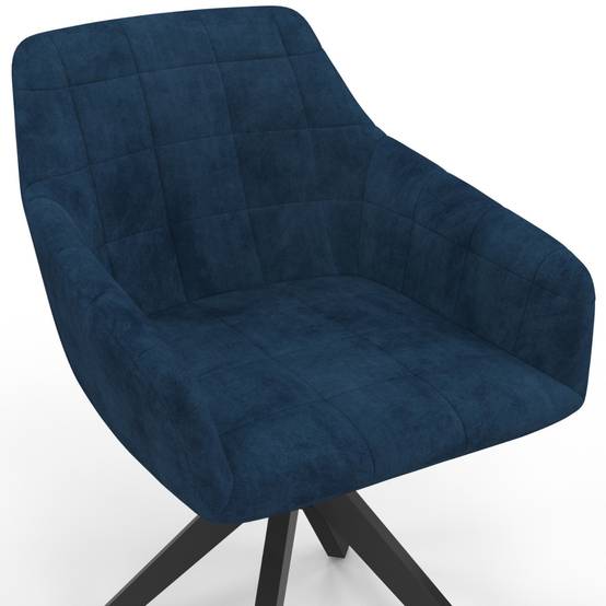 Lot de 2 chaises pivotantes de salle à manger, fauteuils de table MADY en velours bleu - Image 6