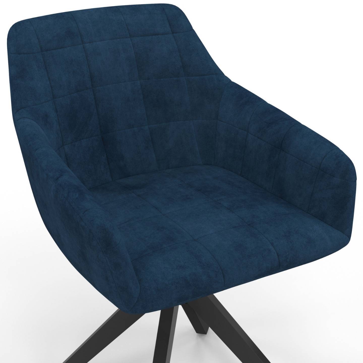Lot de 2 chaises pivotantes de salle à manger, fauteuils de table MADY en velours bleu - Image 6