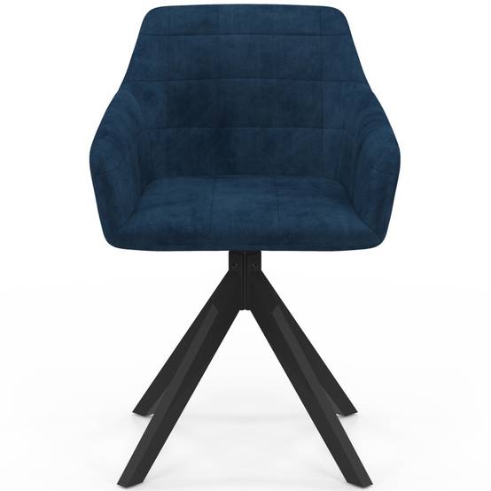 Lot de 2 chaises pivotantes de salle à manger, fauteuils de table MADY en velours bleu - Image 3