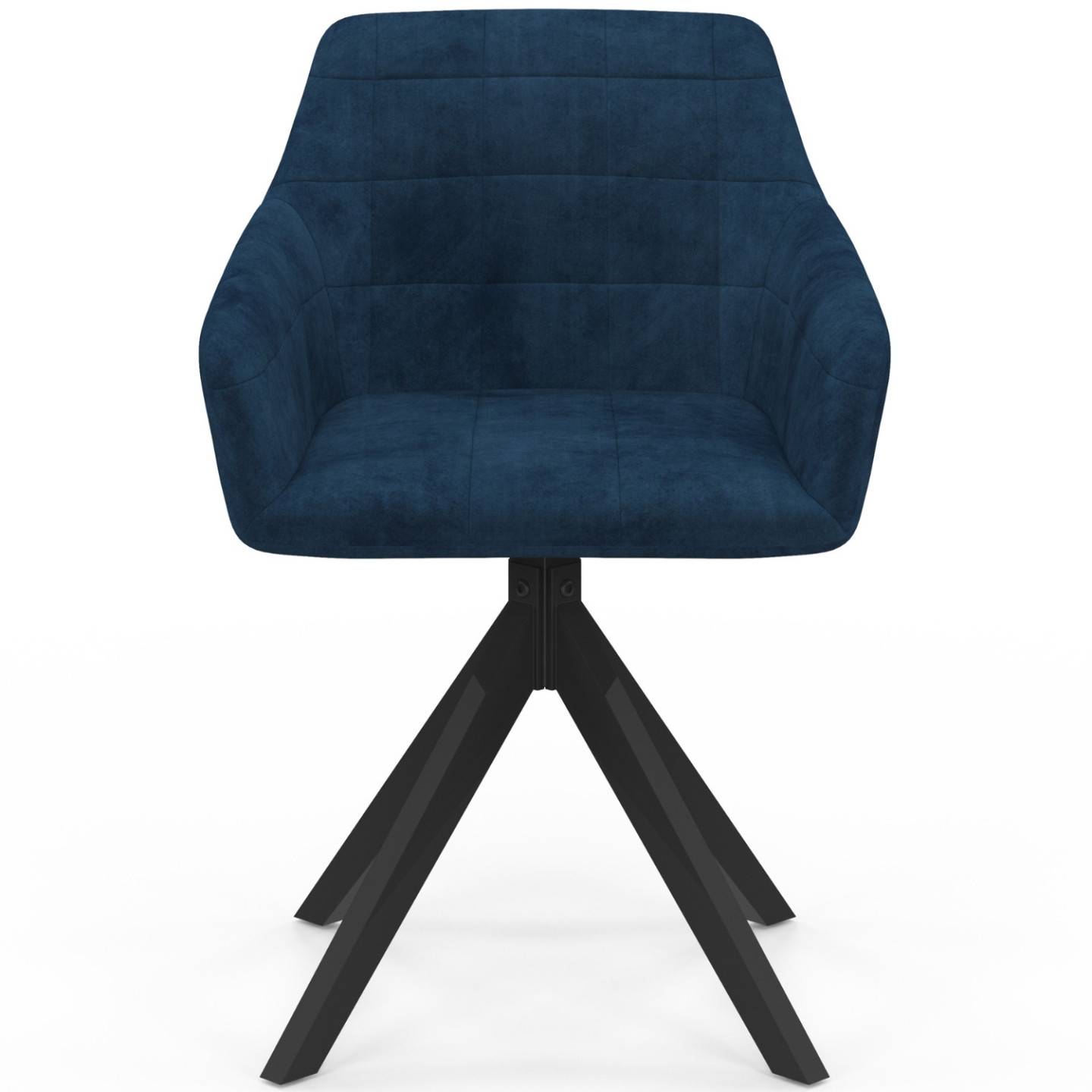 Lot de 2 chaises pivotantes de salle à manger, fauteuils de table MADY en velours bleu - Image 3