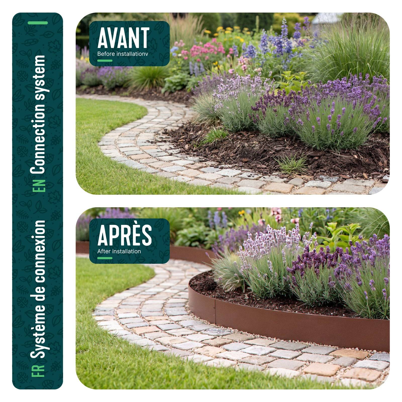 Vounot - Lot de 10 Bordure de jardin en métal flexible 100x13cm marron - clôture gazon antirouille 10m - VOUNOT® - Image 7