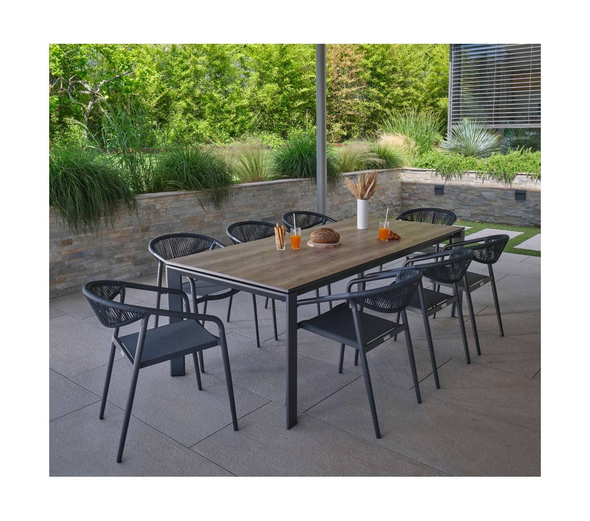 8 places - FONTAMENTO en Aluminium - Ensemble table et chaises de jardin - Imagen 2