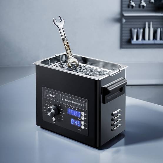 Vevor - VEVOR Nettoyeur à ultrasons 3 L, inox 304, 40 kHz, 2 transducteurs, minuterie 0–90 min, panier et boule de nettoyage, noir. - Image 8