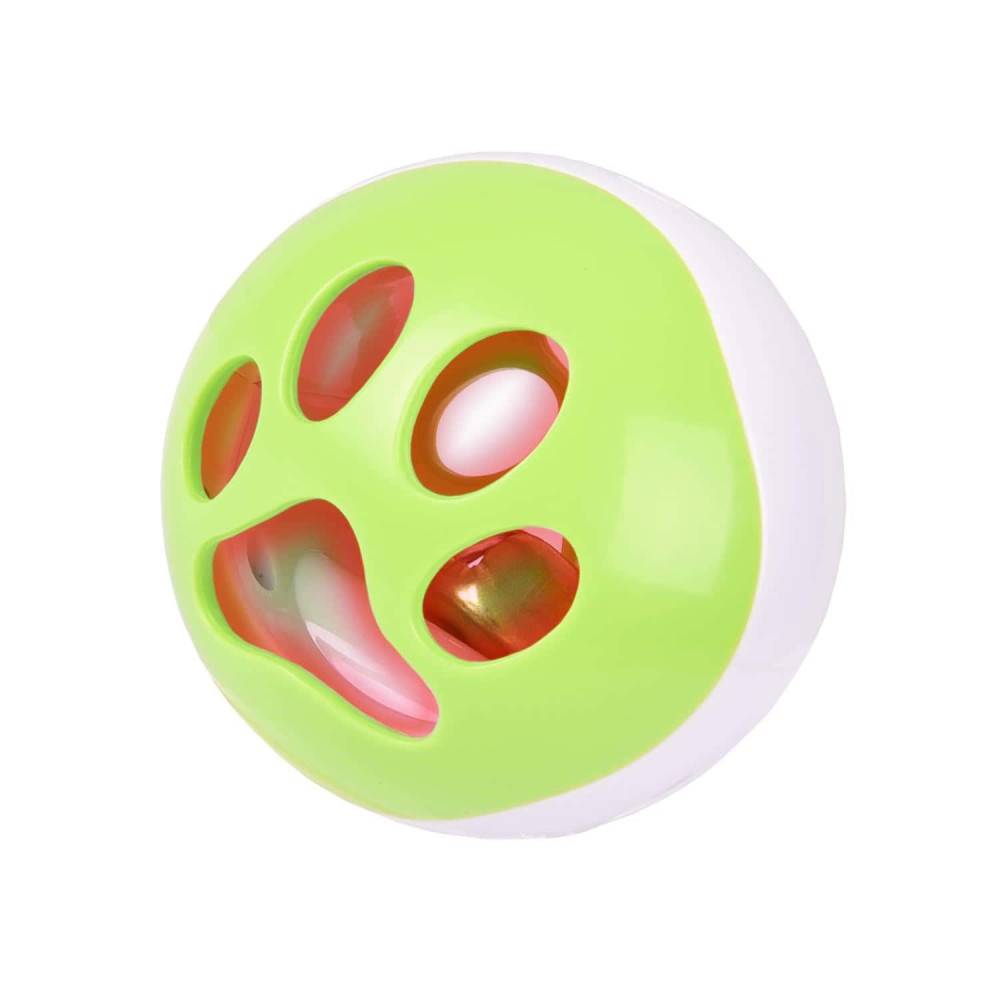 Balle a LED pour chat ø 6.4 cm avec grelot et bruit oiseau Rango vert-blanc - Imagen 2