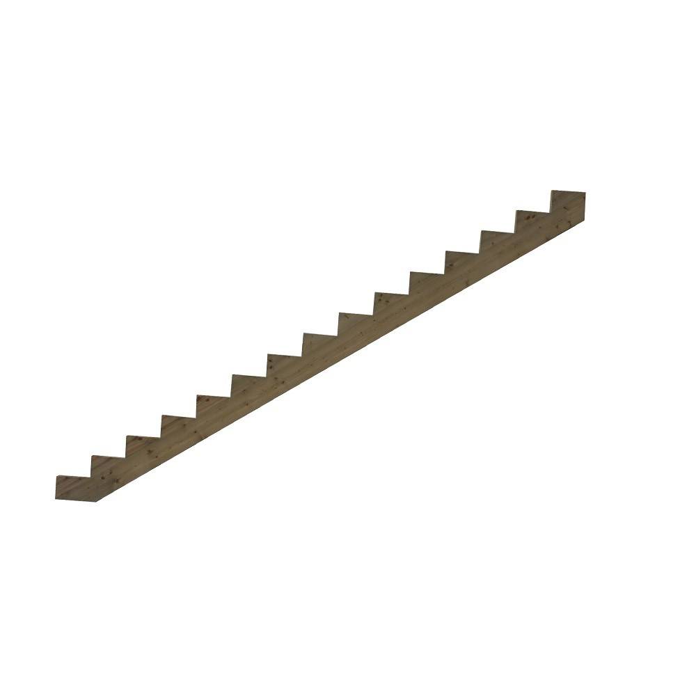 Decklinea - Limon 15 Marches Escalier Epicéa Traite - Escalier Extérieur - Pré-entaillé - Imagen 1
