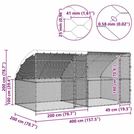 Enclos à poules 4x2m acier galvanisé cage extérieure pour volailles jardin – ComfortXL Outdoor Living - Image 10