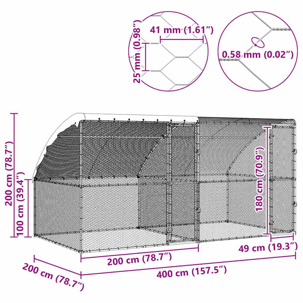 Enclos à poules 4x2m acier galvanisé cage extérieure pour volailles jardin – ComfortXL Outdoor Living - Image 10