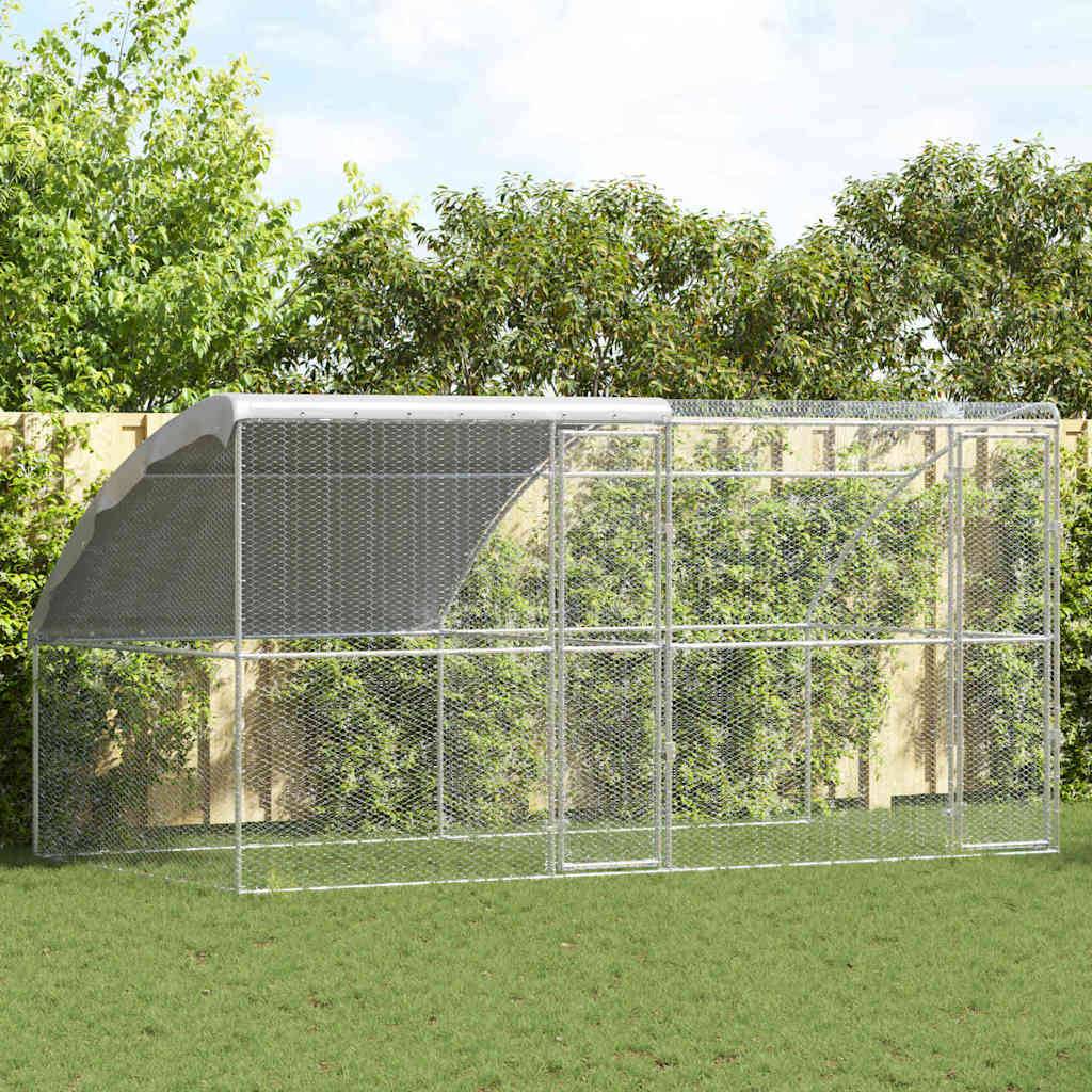 Enclos à poules 4x2m acier galvanisé cage extérieure pour volailles jardin – ComfortXL Outdoor Living - Image 1