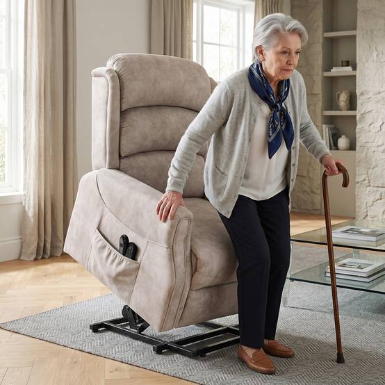 Fauteuil releveur électrique massage par vibrations et chaleur, fauteuil relax électrique en velours, 80x160x82cm, beige - Image 3