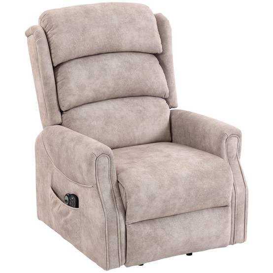 Fauteuil releveur électrique massage par vibrations et chaleur, fauteuil relax électrique en velours, 80x160x82cm, beige - Image 2