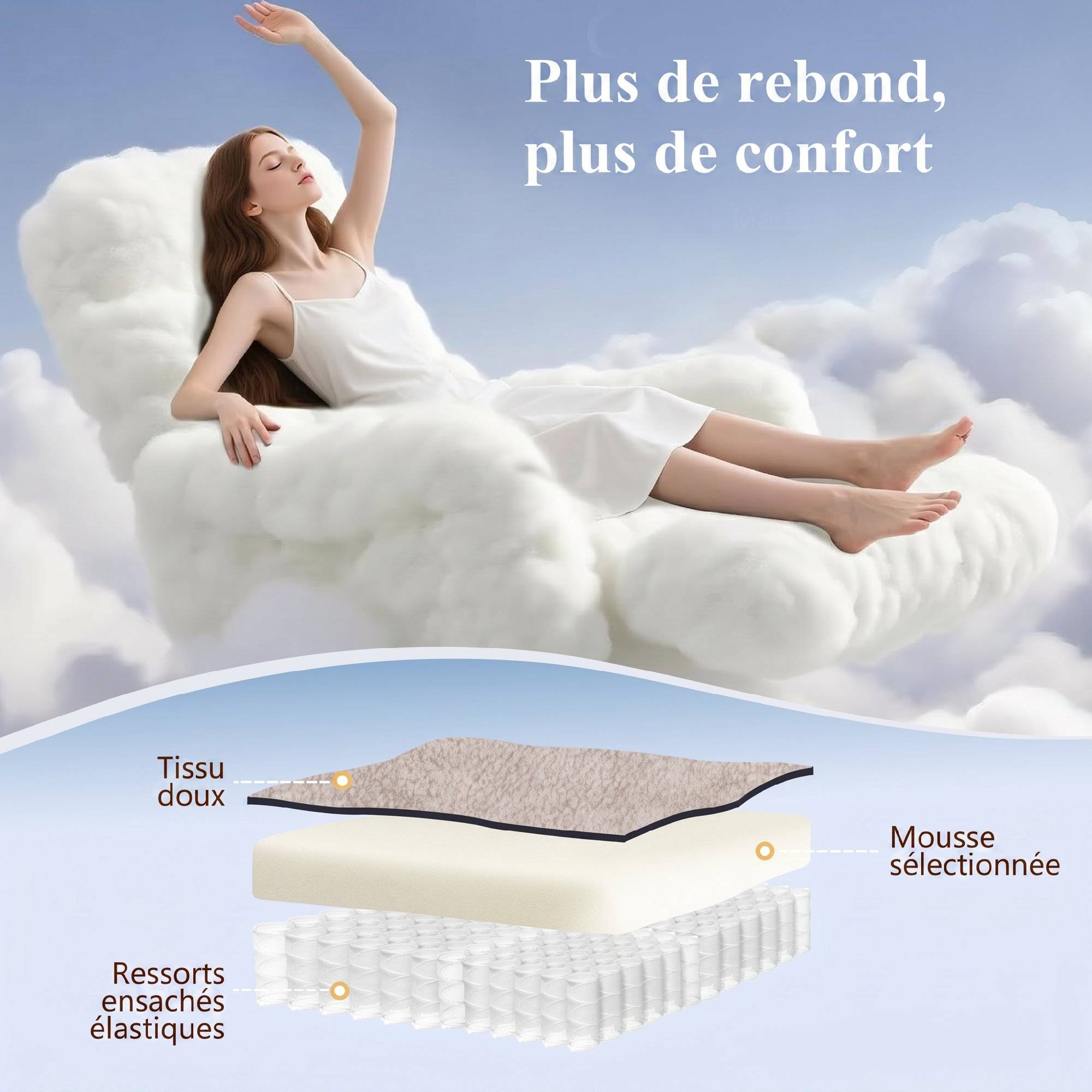 Fauteuil releveur électrique massage par vibrations et chaleur, fauteuil relax électrique en velours, 80x160x82cm, beige - Image 8