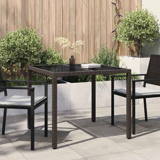 Table de jardin polyrotin marron 90 x 90 x 75 cm - PANGIVO - Image 1