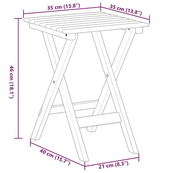 Table d'appoint pliable bois de peuplier blanc 35 x 35 x 46 cm - PANGIVO - Image 9