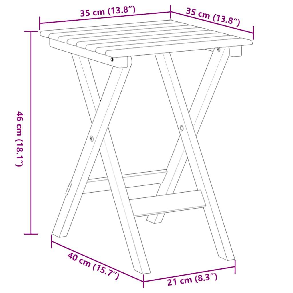 Table d'appoint pliable bois de peuplier blanc 35 x 35 x 46 cm - PANGIVO - Image 9