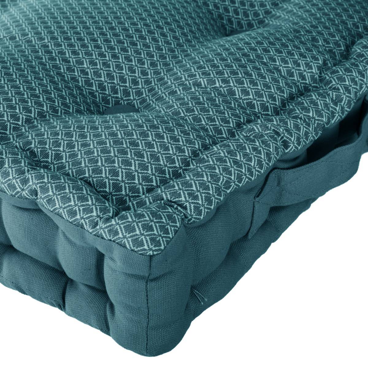 Atmosphera - Coussin de sol "Otto" bleu canard 40x40cm - Atmosphera Créateur d'intérieur - Imagen 4