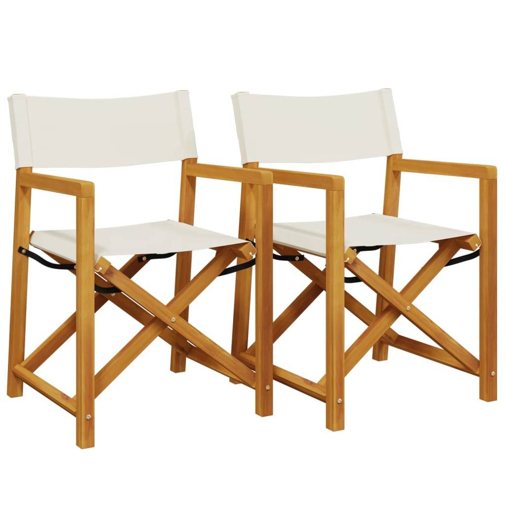 Lot de 2 Chaises de jardin pliables - Chaises d'extérieur - Chaise pliante de jardin blanc crème tissu-JU12438 - Image 1