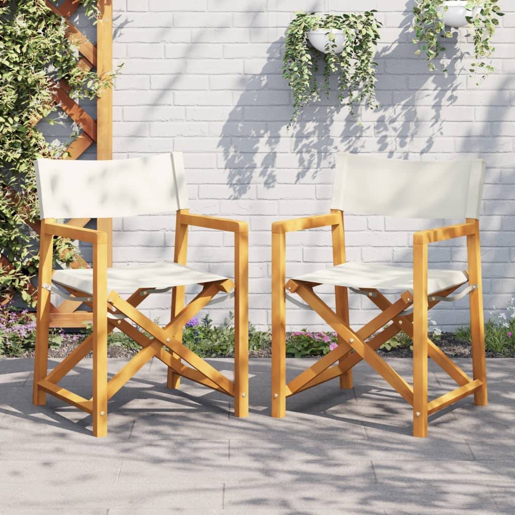 Lot de 2 Chaises de jardin pliables - Chaises d'extérieur - Chaise pliante de jardin blanc crème tissu-JU12438 - Image 2