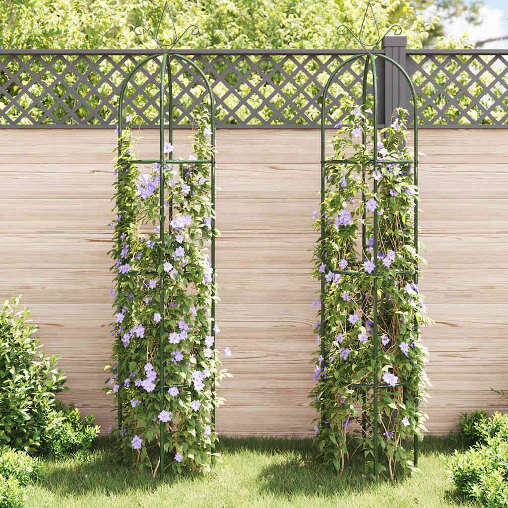 Lot 2 Tuteurs Colonne Fer Forme Tour pour Rosiers Grimpants 190cm Vert - ComfortXL Outdoor Living - Image 3