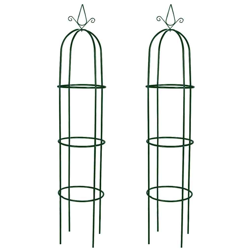 Lot 2 Tuteurs Colonne Fer Forme Tour pour Rosiers Grimpants 190cm Vert - ComfortXL Outdoor Living - Image 2