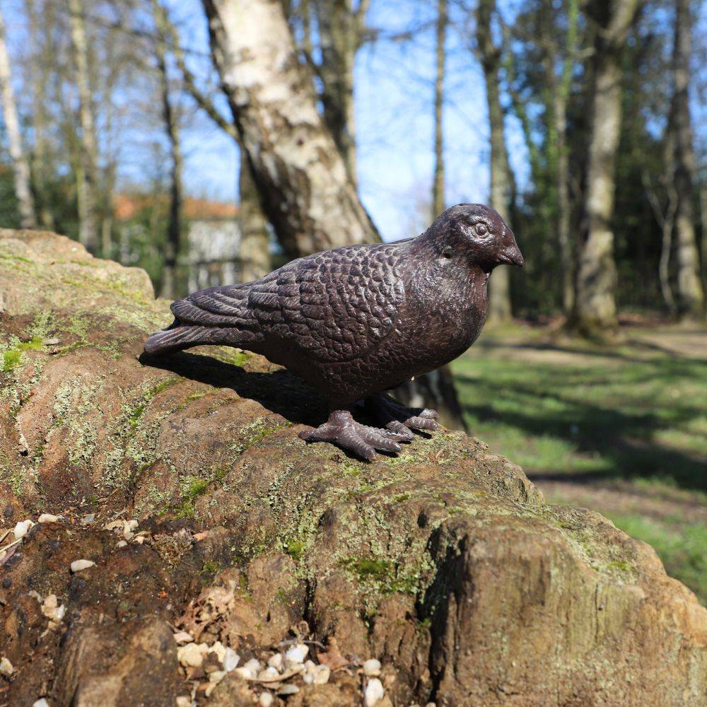 Pigeon en fonte marron 19 x 8 x 12 cm Chemin de campagne - Imagen 2