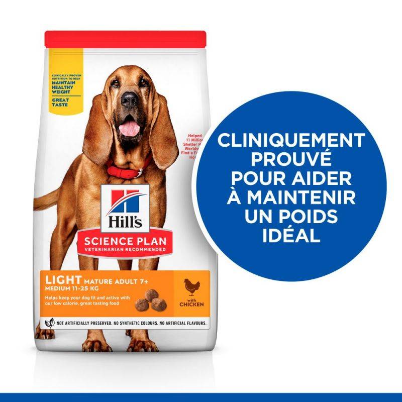 CROQUETTES CHIEN SCIENCE PLAN ADULT MATURE 7+ LIGHT POULET - HILL'S 14 kg - Image 2