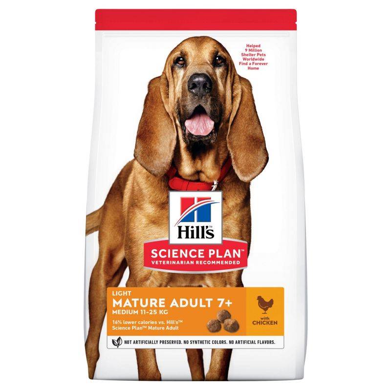 CROQUETTES CHIEN SCIENCE PLAN ADULT MATURE 7+ LIGHT POULET - HILL'S 14 kg - Image 1