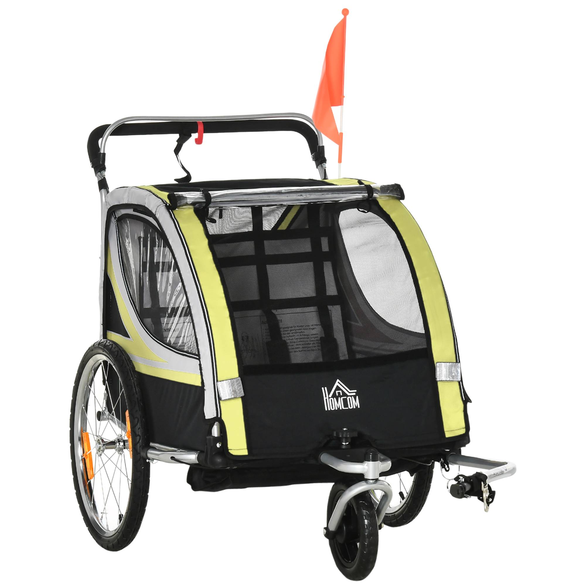 Remorque de vélo enfant 2 en 1 acier jaune 142 x 75 x 101 cm - PANGIVO - Image 1