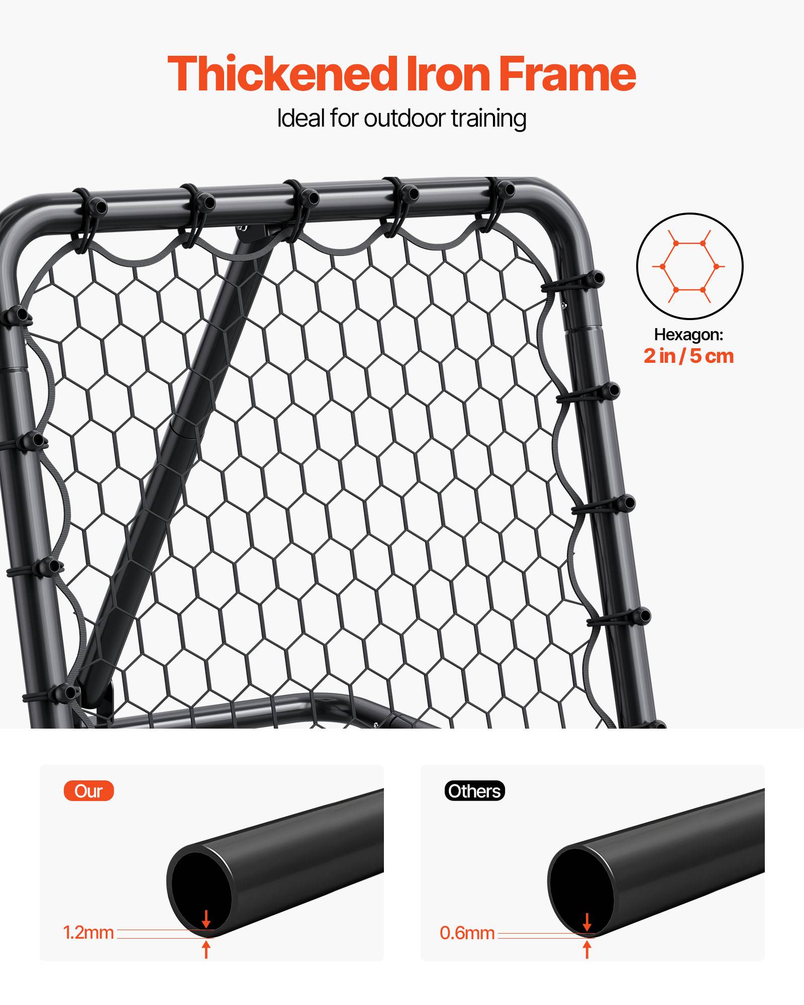 Vevor - VEVOR Filet de rebond football 86,5x86x85 cm, cadre fer épais, angle réglable, pliable et portable, kit complet pour entraînement et jeu. - Image 4