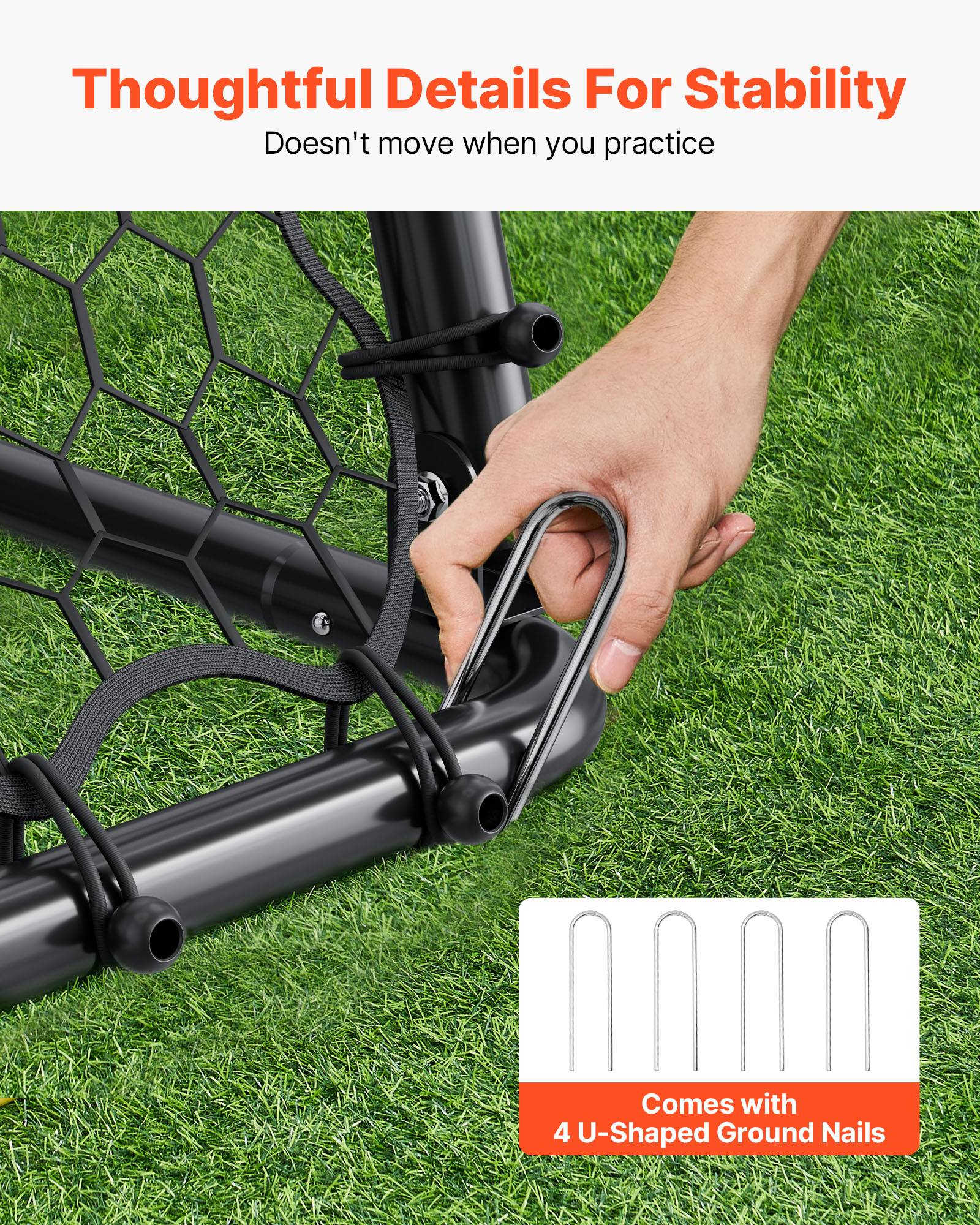 Vevor - VEVOR Filet de rebond football 86,5x86x85 cm, cadre fer épais, angle réglable, pliable et portable, kit complet pour entraînement et jeu. - Image 5