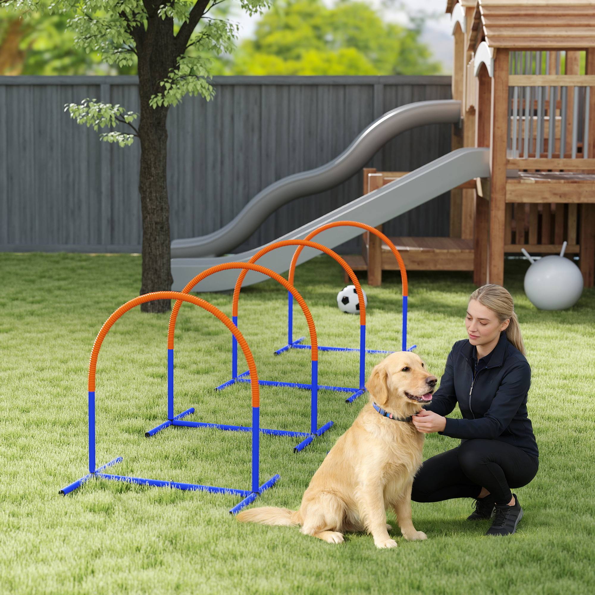 Kit d'agility pour chien plastique bleu orange 88 x 64 x 95 cm - PANGIVO - Image 4