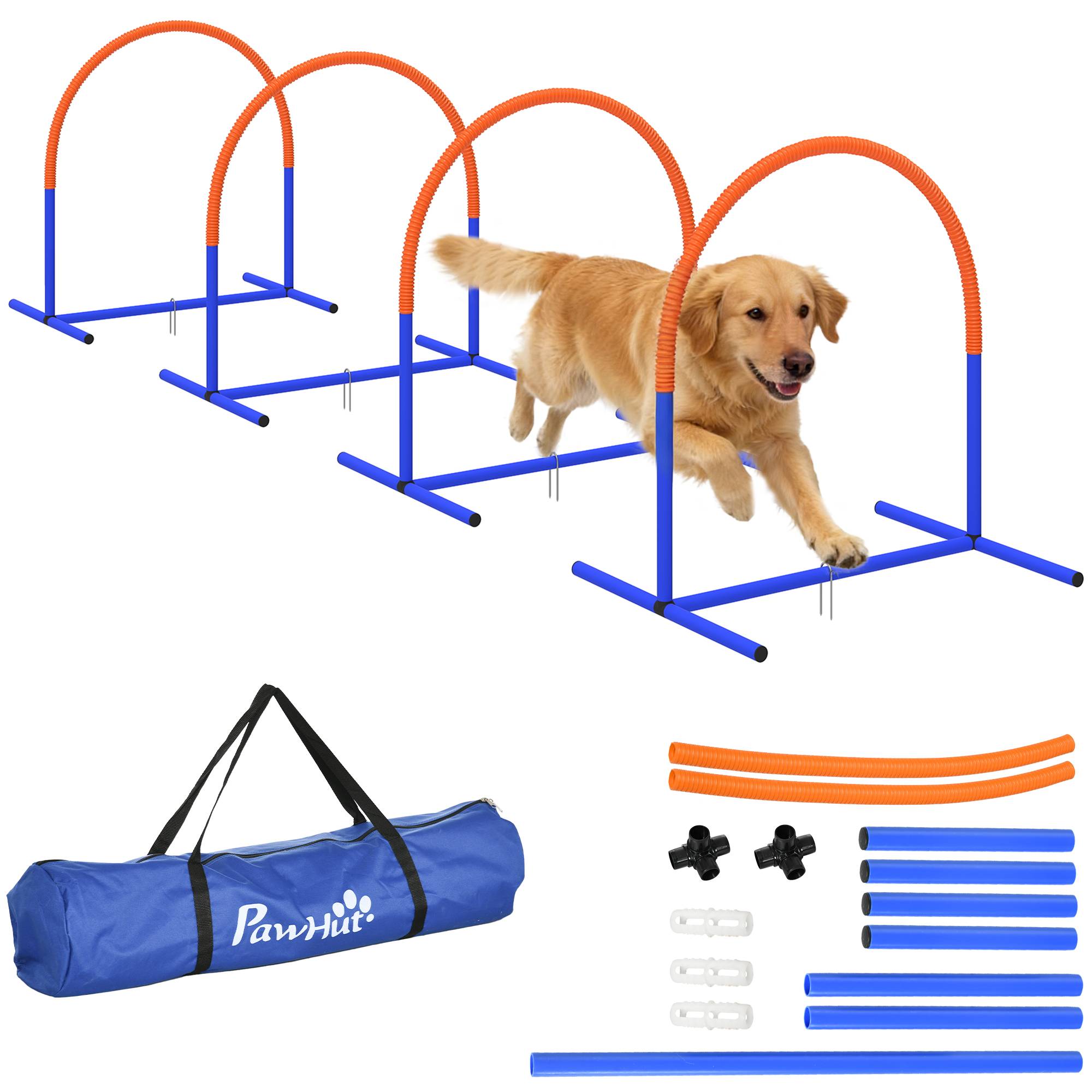 Kit d'agility pour chien plastique bleu orange 88 x 64 x 95 cm - PANGIVO - Image 1
