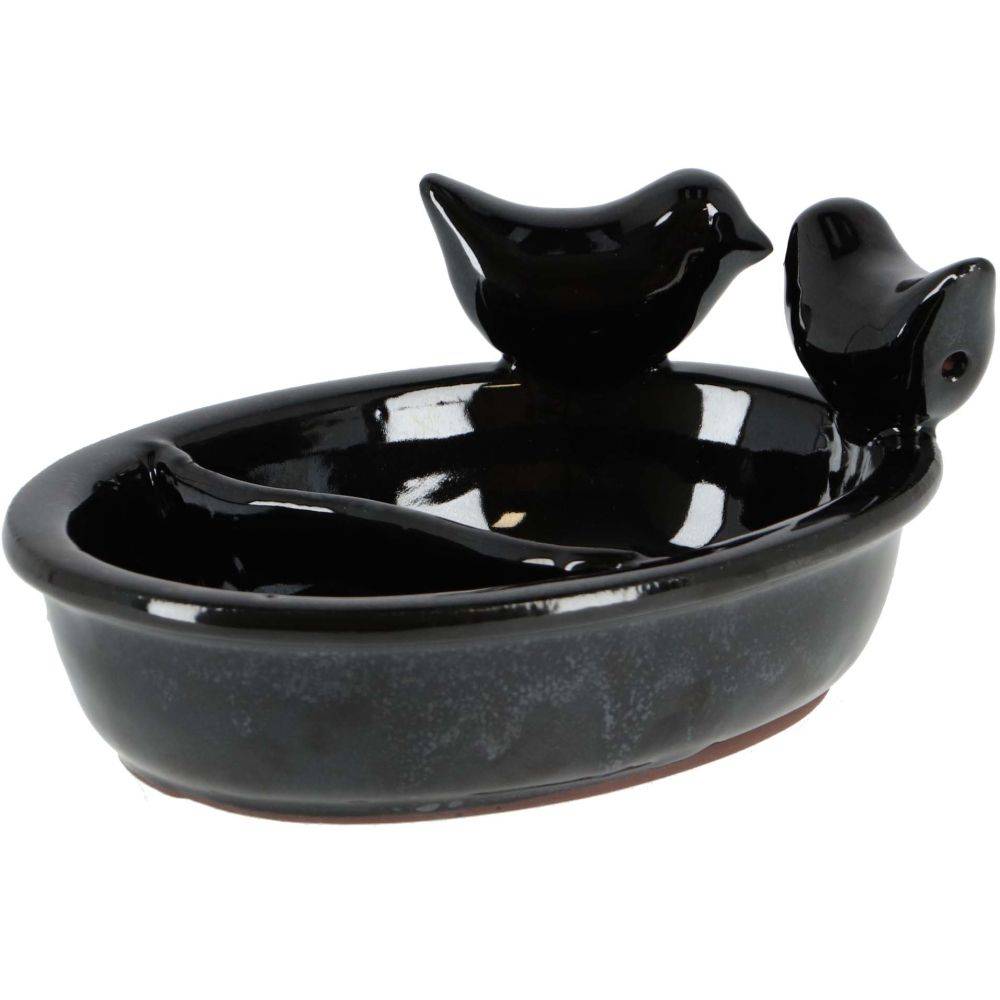 Esschert Design - Bain oiseau en terre cuite noire Oiseaux - Imagen 2