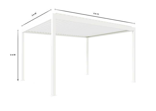 Pergola Bioclimatique Aluminium Autoportante Motorisée Éclairée 4x3,5 Blanc SV ORIAL France - Image 2