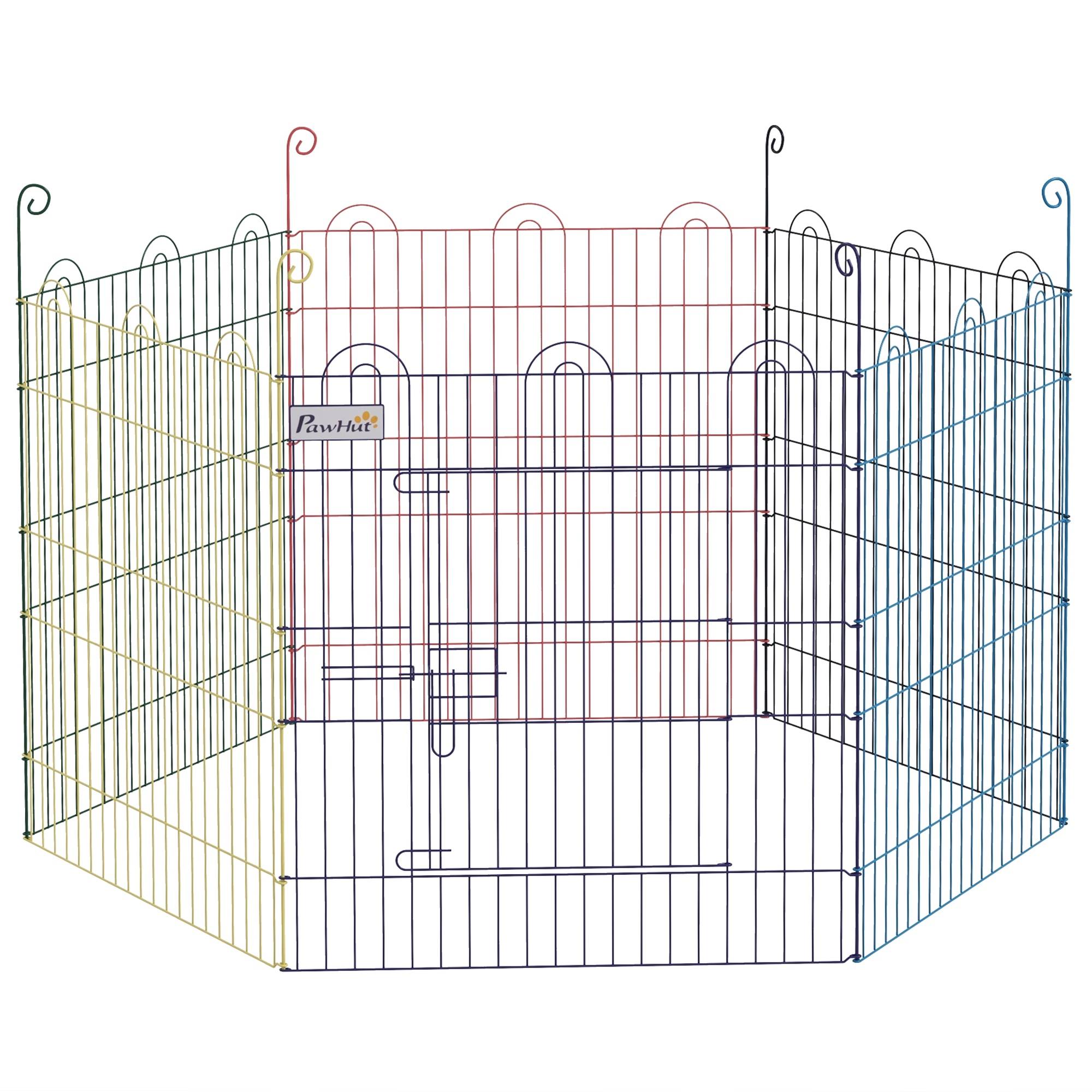 Parc pliable pour animaux de compagnie, cage pour chien pliable à 6 panneaux pour jardin, terrasse, usage extérieur, Ø120 x 60 cm, multicolore - Image 1