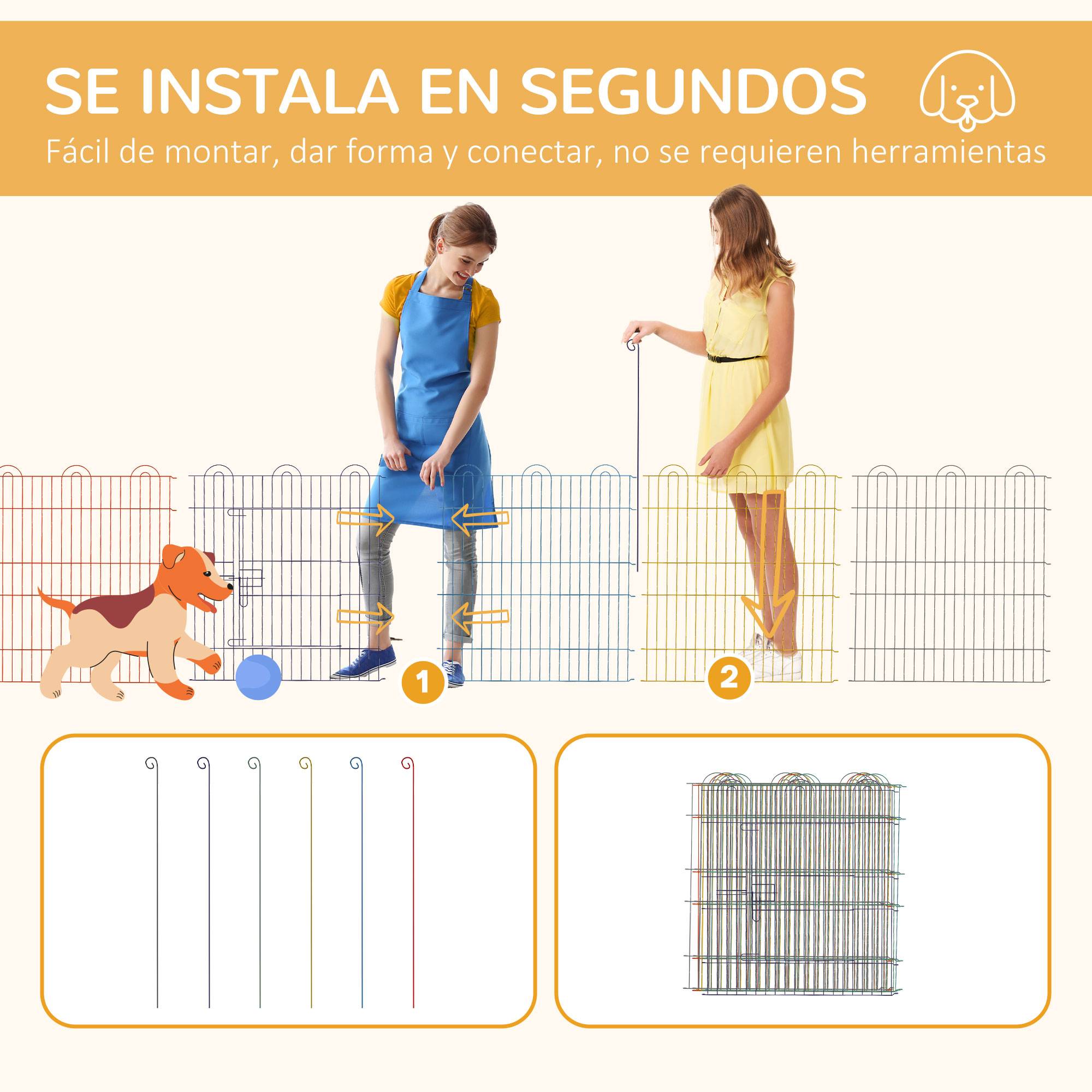 Parc pliable pour animaux de compagnie, cage pour chien pliable à 6 panneaux pour jardin, terrasse, usage extérieur, Ø120 x 60 cm, multicolore - Image 6