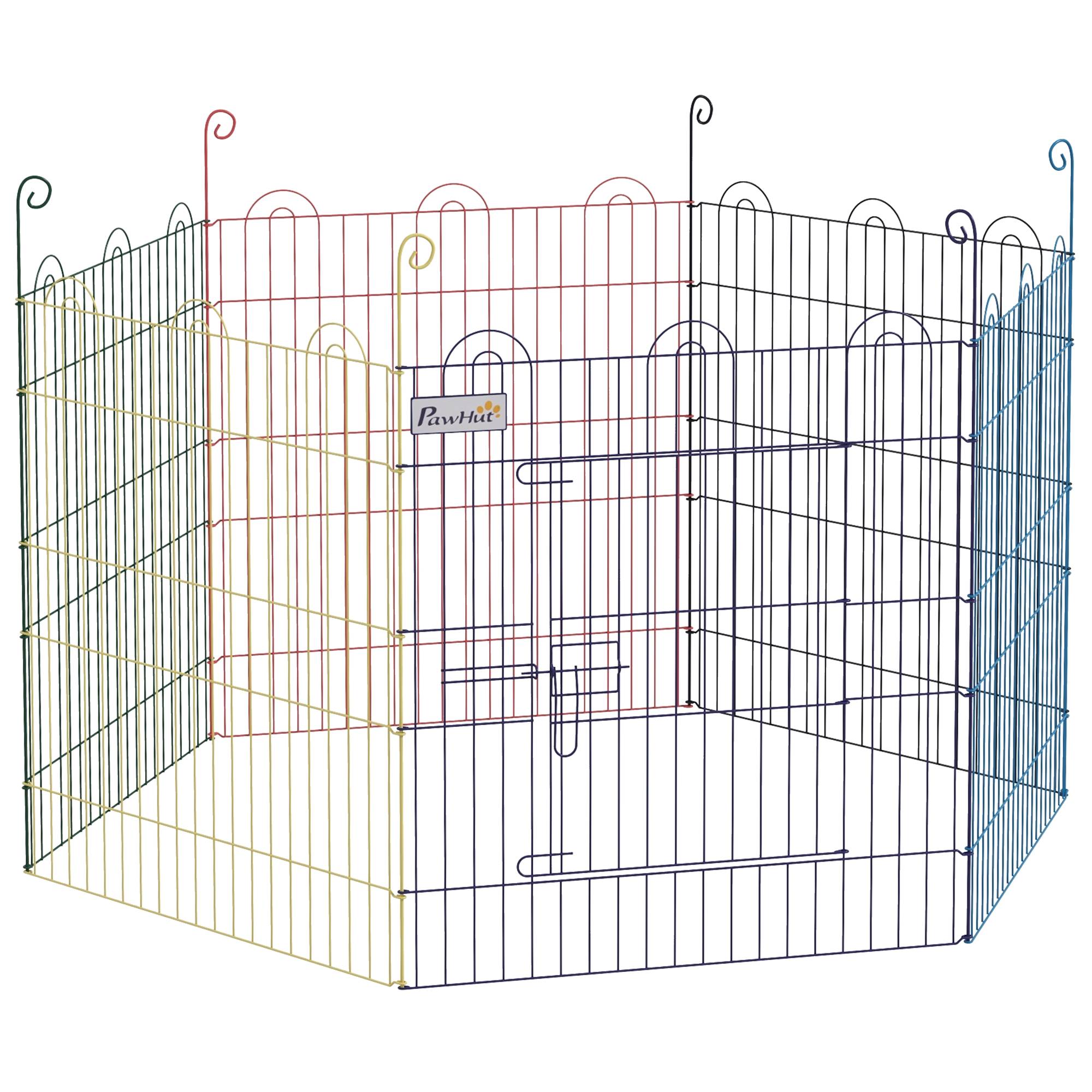 Parc pliable pour animaux de compagnie, cage pour chien pliable à 6 panneaux pour jardin, terrasse, usage extérieur, Ø120 x 60 cm, multicolore - Image 2