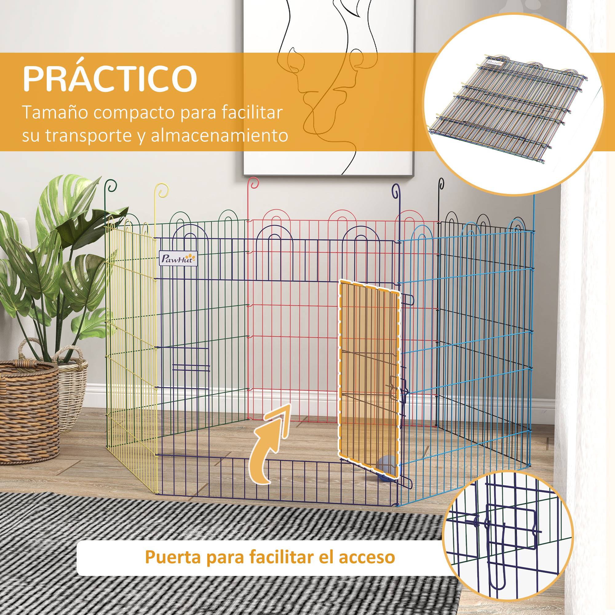Parc pliable pour animaux de compagnie, cage pour chien pliable à 6 panneaux pour jardin, terrasse, usage extérieur, Ø120 x 60 cm, multicolore - Image 8