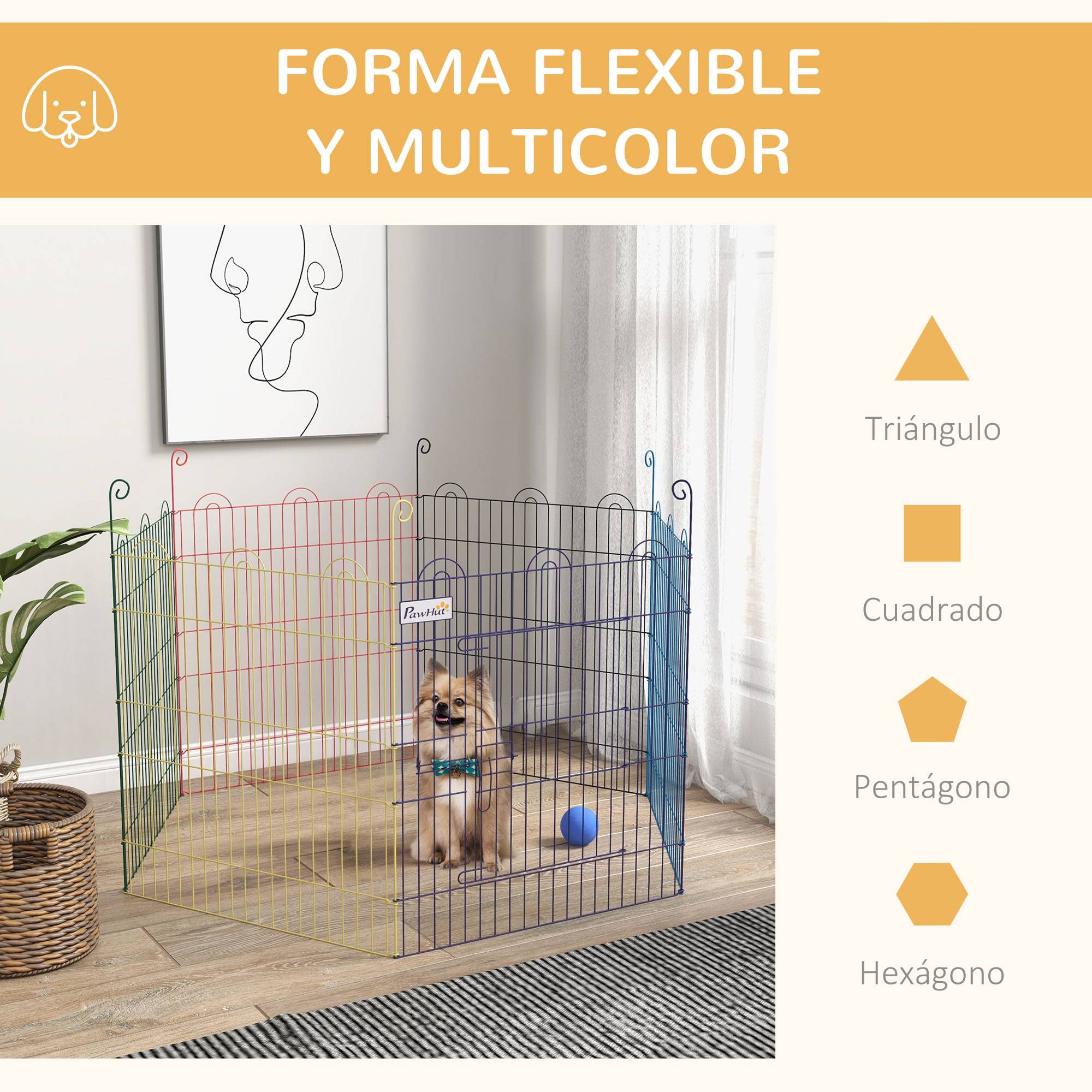Parc pliable pour animaux de compagnie, cage pour chien pliable à 6 panneaux pour jardin, terrasse, usage extérieur, Ø120 x 60 cm, multicolore - Image 7