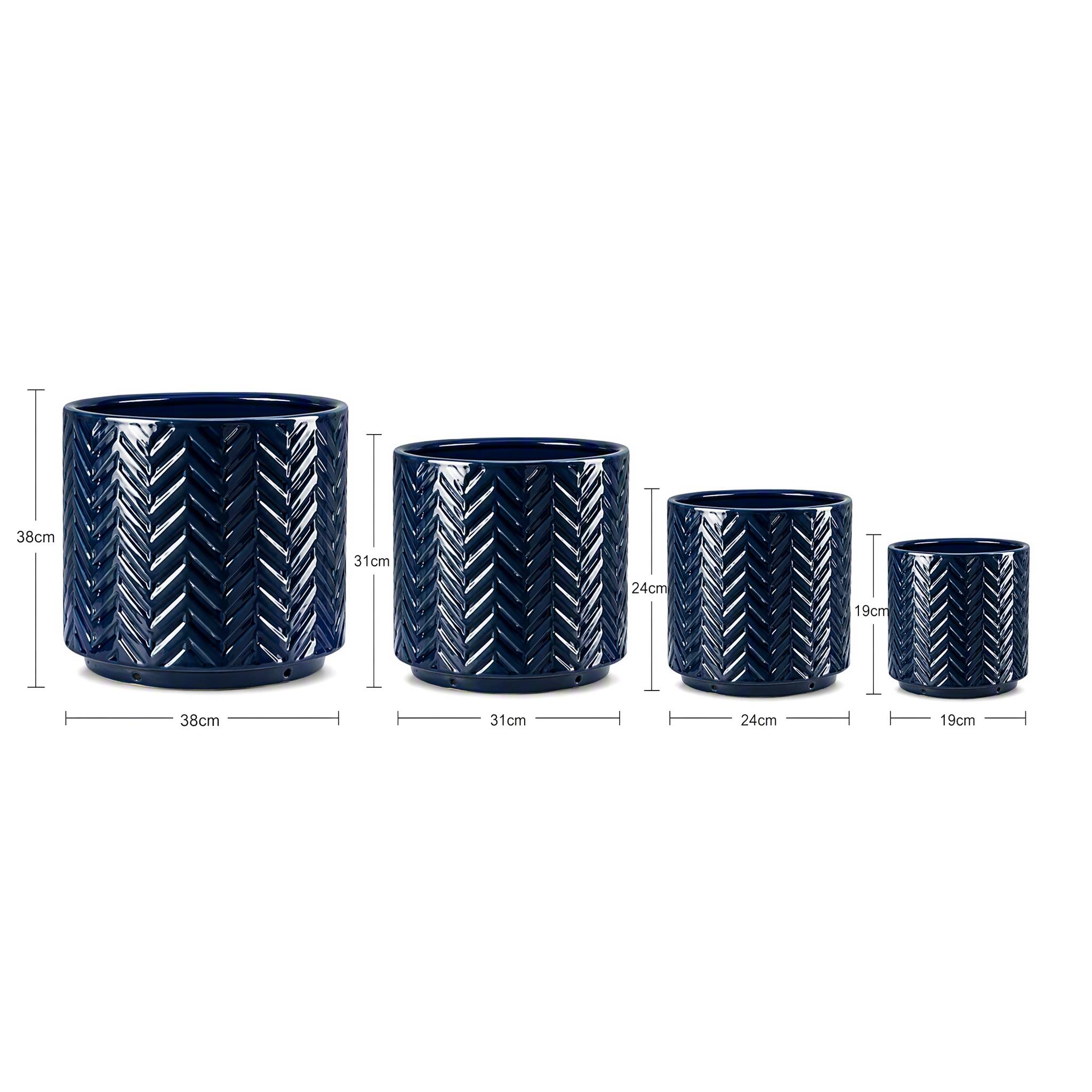 ComfortXL - Pot de fleurs en céramique bleu marine brillant Ø24 cm intérieur balcon jardin avec trou de drainage - Image 5