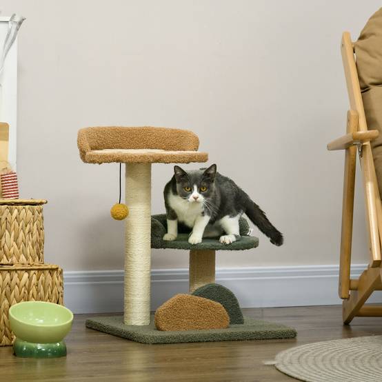 Arbre à Chat Design Fleur 52 cm Griffoir avec Poteau Sisal et Deux Lits Douillets - ComfortXL Outdoor Living - Image 4